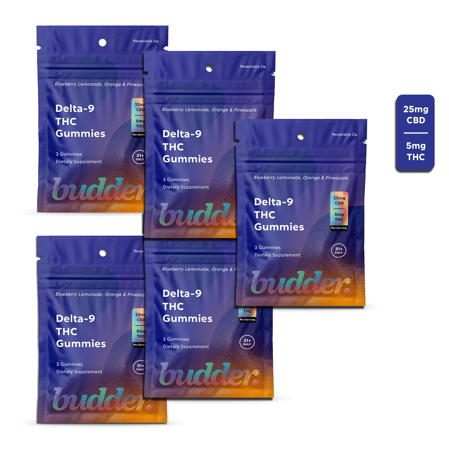 5 mg Delta-9 THC Gummies Mixed Flavor 5 Pack