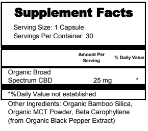 Organic CBD Capsules 25 MG