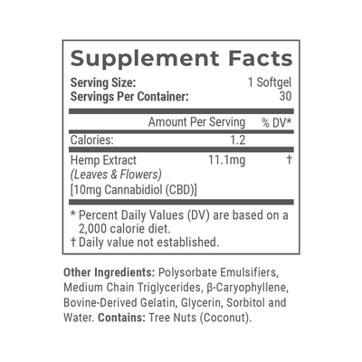 Broad Spectrum CBD Softgels (10 mg & 25 mg)