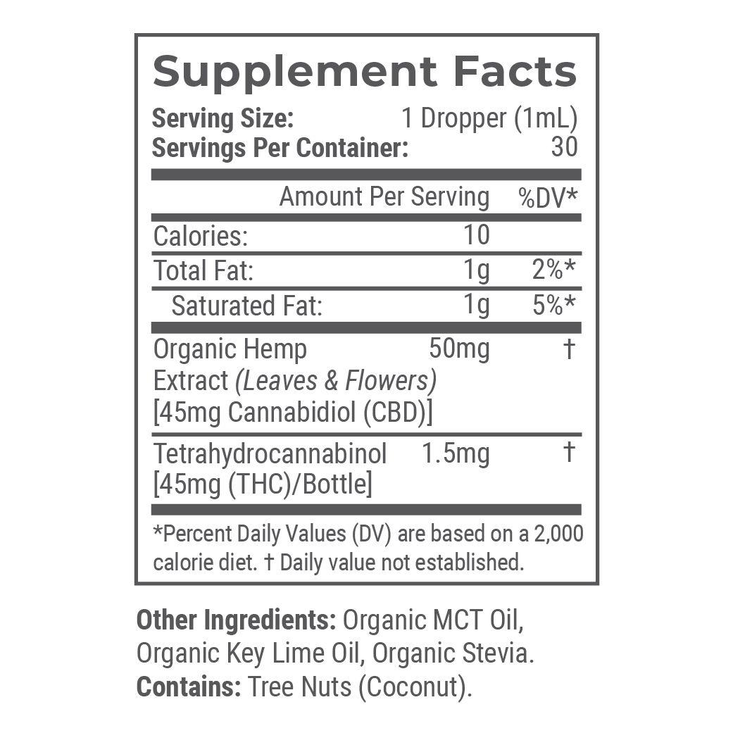 Fresh Lime: 1350 mg Organic Full Spectrum CBD Tincture with THC